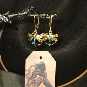 Bluestone vintage dragonfly drop earrings